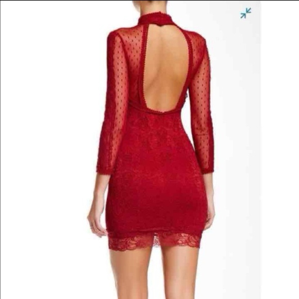 Free People Karlton Dark Red Lace Long Sleeve Dress